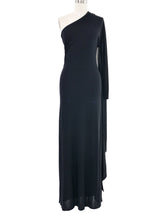 2001 Yeohlee Black Jersey Wrap Shoulder Gown Dress arcadeshops.com