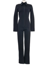 1996 Yeohlee Black Knit Collared Jumpsuit Suit arcadeshops.com