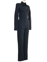 1996 Yeohlee Black Knit Collared Jumpsuit Suit arcadeshops.com