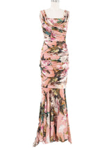 Dolce & Gabbana Floral Draped Silk Gown Dress arcadeshops.com