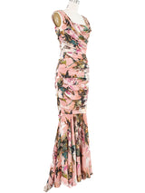 Dolce & Gabbana Floral Draped Silk Gown Dress arcadeshops.com