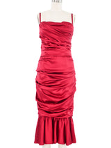 Dolce & Gabbana Ruched Rose Silk Bustier Dress Dress arcadeshops.com