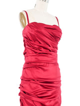 Dolce & Gabbana Ruched Rose Silk Bustier Dress Dress arcadeshops.com