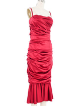 Dolce & Gabbana Ruched Rose Silk Bustier Dress Dress arcadeshops.com