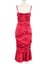 Dolce & Gabbana Ruched Rose Silk Bustier Dress Dress arcadeshops.com