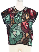 Multicolor Floral Crochet Net Top Top arcadeshops.com