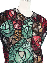 Multicolor Floral Crochet Net Top Top arcadeshops.com