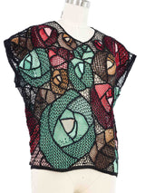 Multicolor Floral Crochet Net Top Top arcadeshops.com