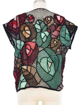 Multicolor Floral Crochet Net Top Top arcadeshops.com