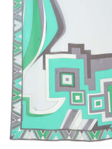 Emilio Pucci Turquoise Printed Oblong Silk Scarf Accessory arcadeshops.com