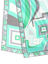 Emilio Pucci Turquoise Printed Oblong Silk Scarf Accessory arcadeshops.com