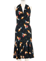 1970s Shubette Ruffle Halter Dress Dress arcadeshops.com