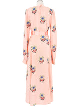 Ossie Clark Celia Birtwell Printed Pink Crepe Dress Dress arcadeshops.com