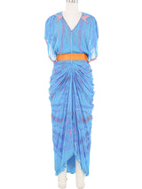 Zandra Rhodes Embellished Cerulean Silk Dress Dress arcadeshops.com