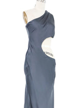 2005 Yeohlee Ink Satin One Shoulder Gown Dress arcadeshops.com