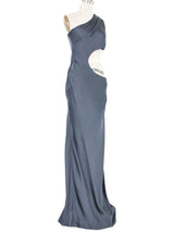 2005 Yeohlee Ink Satin One Shoulder Gown Dress arcadeshops.com