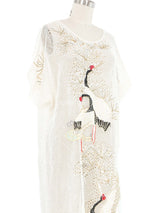 Crane Embellished White Crochet Midi Dress Dress arcadeshops.com
