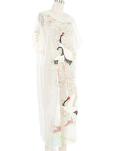 Crane Embellished White Crochet Midi Dress Dress arcadeshops.com