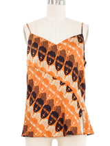 Mugler Mask Print Silk Tank Top arcadeshops.com