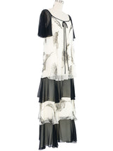 1970s Graphic Floral Flutter Dress Dress arcadeshops.com