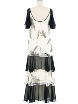 1970s Graphic Floral Flutter Dress Dress arcadeshops.com