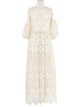 Victor Costa Off Shoulder Ivory Lace Gown Dress arcadeshops.com