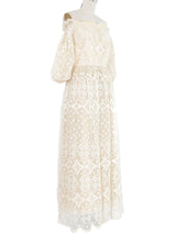 Victor Costa Off Shoulder Ivory Lace Gown Dress arcadeshops.com