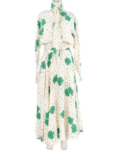 Raul Blanco Floral Print Dot Jacquard Dress Dress arcadeshops.com