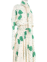 Raul Blanco Floral Print Dot Jacquard Dress Dress arcadeshops.com