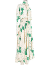 Raul Blanco Floral Print Dot Jacquard Dress Dress arcadeshops.com