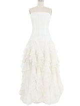 Arnold Scaasi Dotted Tulle Ruffle Gown Dress arcadeshops.com