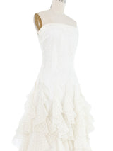 Arnold Scaasi Dotted Tulle Ruffle Gown Dress arcadeshops.com