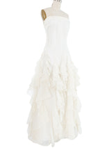 Arnold Scaasi Dotted Tulle Ruffle Gown Dress arcadeshops.com