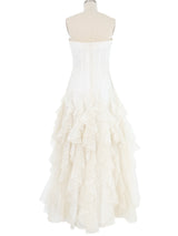 Arnold Scaasi Dotted Tulle Ruffle Gown Dress arcadeshops.com