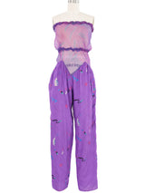 Zandra Rhodes Painted Chiffon Jumpsuit Suit arcadeshops.com