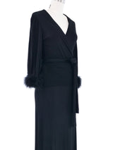 Yves Saint Laurent Marabou Trimmed Jersey Evening Ensemble Suit arcadeshops.com