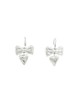 Mexican Sterling Bow and Heart Drop Earrings Accessory arcadeshops.com