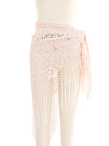 Pink Crochet Fringed Wrap Accessory arcadeshops.com
