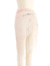 Pink Crochet Fringed Wrap Accessory arcadeshops.com