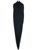 2023 Rick Owens Edfu Black Cowl Neck Tunic Dress arcadeshops.com