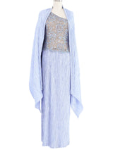 Mary McFadden Embellished Lilac One Shoulder Gown and Shawl Dress arcadeshops.com