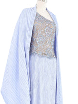Mary McFadden Embellished Lilac One Shoulder Gown and Shawl Dress arcadeshops.com
