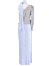 Mary McFadden Embellished Lilac One Shoulder Gown and Shawl Dress arcadeshops.com