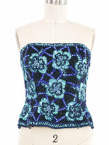 Oleg Cassini Embellished Royal Blue Bustier Top arcadeshops.com