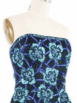 Oleg Cassini Embellished Royal Blue Bustier Top arcadeshops.com