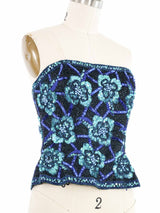 Oleg Cassini Embellished Royal Blue Bustier Top arcadeshops.com