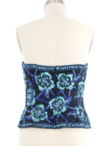 Oleg Cassini Embellished Royal Blue Bustier Top arcadeshops.com