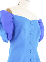 Blue Silk Puff Sleeve Top Top arcadeshops.com