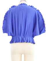Zandra Rhodes Royal Blue Plisse Top Top arcadeshops.com