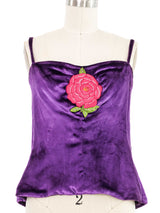 1970s Valentino Floral Applique Velvet Tank Top arcadeshops.com